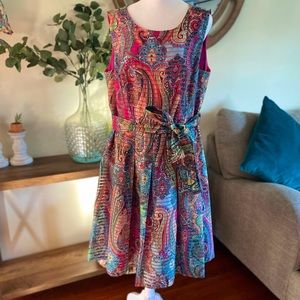 🌺 Tommy Hilfiger Paisley Pink Tie Mini Dress 14